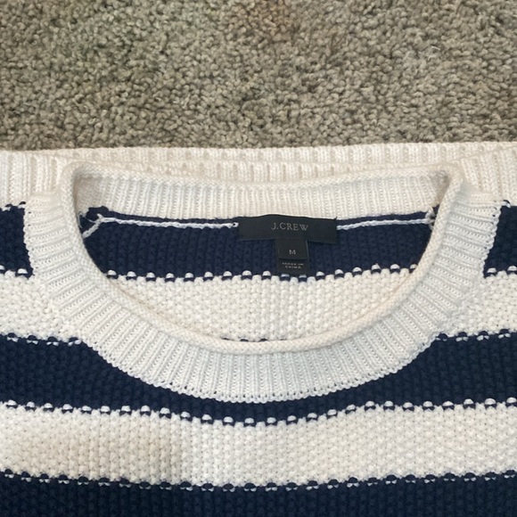 J. Crew Navy White Stripe Knit Crew Neck Long Sleeve Sweater M - Picture 7 of 10